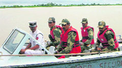 BSF jawans patrol India-Pakistan border in Ferozepur sector.