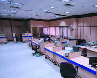 A branch of the State Bank of India wears a deserted look in New Delhi on Monday, as the bank employees all over India went on a one-day strike for their demands.