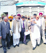 Members of the Judicial Committee of Indo-Pakistan Retired Judges come out after a visit of the Central Jail in Amritsar