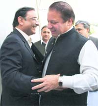 THE NEW POWER DUO: Asif Ali Zardari (left), widower of slain former Prime Minister Benazir Bhutto and 