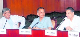 From left: Dr Amod Gupta, R.K.Saboo and Dr K.K. Talwar at the launch of the joint project