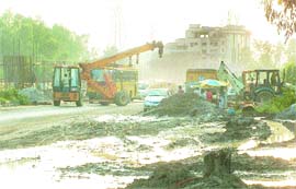 The Sutlej Market traders are bearing the maximum brunt of the construction work. 