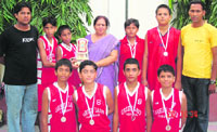 Players of Green Land Senior Secondary School in Ludhiana on Wednesday.