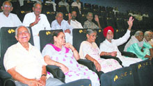 Senior citizens at their expressive best while watching the Salman Khan starrer God Tussi Great Ho.