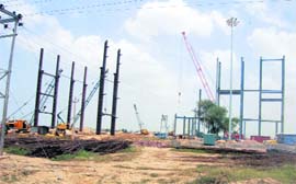 Work in progress at Indira Gandhi Super Thermal Power Project at Jharli village in Jhajjar
