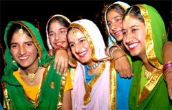 Lighter moments: Students of the deaf and dumb school cheer their juniors who were enacting a play in Bathinda
