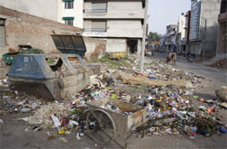 Garbage lying at the cloth market in Bathinda
