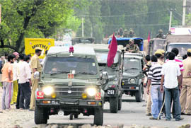 The Army stages a flag march in Jammu on Friday following the upsurge in protests.