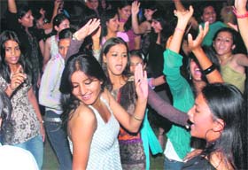 Students dance during a freshers party at DAV Model School, Sector 15, Chandigarh