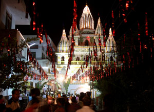 Goriya Math in Bathinda decorated on the occasion of Janmashtmi on Sunday evening. 