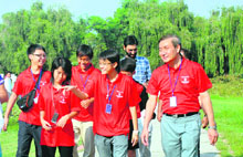Members of delegation from Singapore at Rose Garden, Chandigarh, on Sunday.