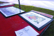 The damaged paintings of M.F. Husain at Vitthalbahi Patel House in New Delhi on Sunday.