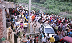 The spot where the leader of the bikersgang Bunty was shot in an encounter with the Delhi police at Badarpur