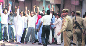 Youths protest the arrest of the separatist leader.
