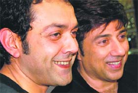 Bobby Deol and Sunny Deol in the city to promote their forthcoming film Chamku