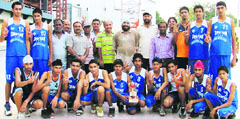 Winning team of Ludhiana Basketball Academy in Ludhiana on Tuesday.