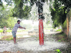 Thousands of gallons of water is going waste in Sector 30, Chandigarh, due to this pipe leakage.