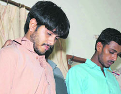 Mahesh (left) and Amarjit, who were arrested by the Karnal police on a charge of possessing narcotics. 