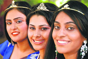 Winners of a beauty contest at MCM College in Chandigarh on Thursday.