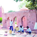 The ongoing renovation work at the Jallianwala Bagh in Amritsar. 