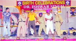 A play staged at Guru Nanak National College, Doraha, during the birth anniversary celebrations of Dr Ishwar Singh