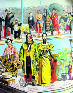 Marvels and Curiosities from all over the World. Poster of a Side Show of the Barnum & Bailey Circus. Early 20th century