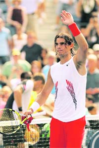 Rafael Nadal of Spain acknowledges fans after he won his match against Viktor Troicki of Serbia in the third round of the US Open at the USTA Billie Jean King National Tennis Centre on Saturday in New York
