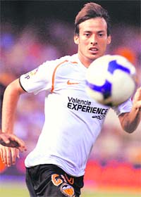 Valencia's David Villa in action during their Spanish Premier League football match in Valencia