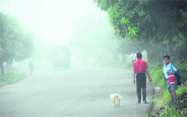 Fog in September! Fog engulfs Sector 38 in Chandigarh on Monday morning.