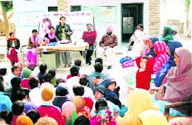 Parivartan president Shilpa Verma at a meeting on female foeticide in a village in Sirsa