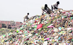 Heaps of garbage lying unattended in Gyaspura locality of the city