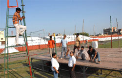Preparations are in full swing at the sports stadium for the National Boxing Championship that begins in Bathinda