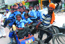 These children in Bathinda are all smiles as they return home after school. They are unaware of the risk they have been subjected to while commuting on an overloaded rickshaw