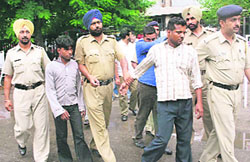 The three members of a gang of robbers who were arrested recently in Chandigarh. 