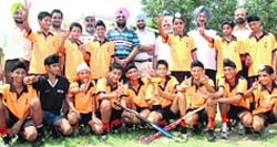 The jubilant players of Malwa Academy, Ludhiana, after being declared joint winners with Khadoor Sahib Academy in the 7th All-India Sub-Junior S N Vohra Hockey Tournament held at Chandigarh