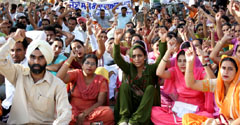 The ETT teachers held a protest march in Bathinda on Thursday.