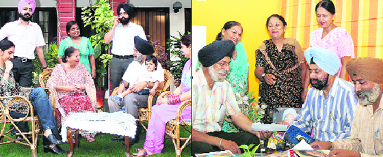 Prof Gunwant Singh Dua shares a light moment with his family; and (right) Prof Upkar Singh with his relatives in Ludhiana.