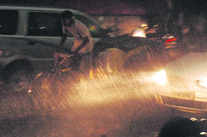 The city was lashed by heavy rain on Friday.