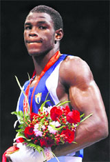Emilio Correa of Cuba, Beijing Olympics silver medallist in the middleweight (75kg) category 