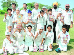 The winning team of the Under-11 CS Cup at MES Ground in Patiala on Sunday. 