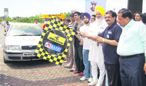 A Family Fun Car Rally 2008 being flagged off by minister Hira Singh Gabria in Ludhiana on Sunday. 