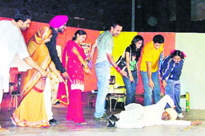 Characters of Punjabi play 'Mirch Masala' enthrall audience with their histrionics.