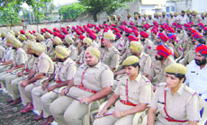 Police personnel attend an AIDS awareness camp at Khanna on Monday.