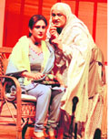 Juhi Babbar and Nadira Zahir Babbar perform in " Begum Jaan" at Indradhanush Auditorium in Panchkula on Tuesday.