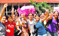 Students of GCG-42, Chandigarh, campaign for their presidential candidate on Tuesday.