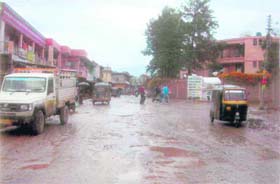 Bad condition of a Baddi road