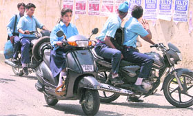 Schoolchildren are often seen driving vehicles on Ludhiana roads, unmindful of traffic rules.