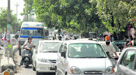 Traffic chaos outside Sacred Heart Convent School. 