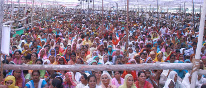 A view of the mammoth rally being addressed by Chief Minister of Rajasthan Vasundhara Raje near Sriganganagar on Wednesday.