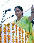A view of the mammoth rally being addressed by Chief Minister of Rajasthan Vasundhara Raje near Sriganganagar on Wednesday.